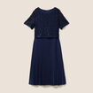 Robe 2 en 1 pliss&eacute;e col rond bleu marine femme