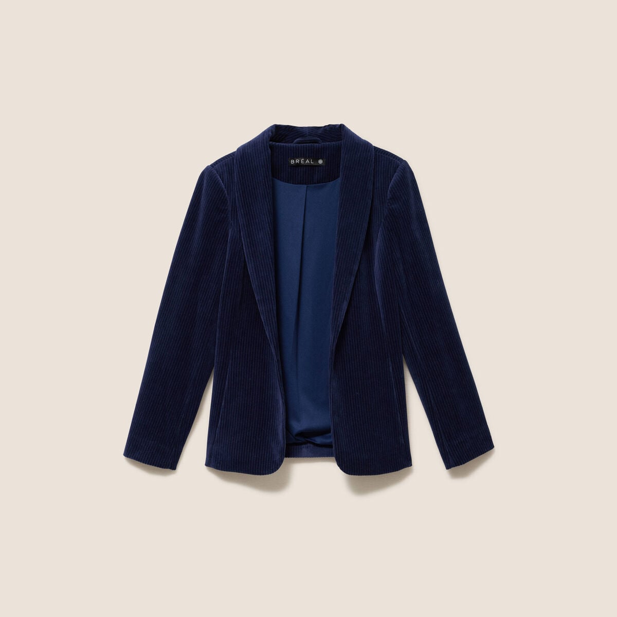 Veste tailleur velours bleu marine femme