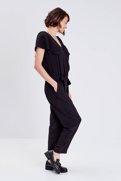 Combinaison pantalon droite noir femme