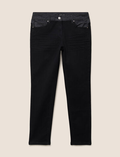 Jean ajust&eacute; 7/8&egrave;me taille bascul&eacute;e noir femme