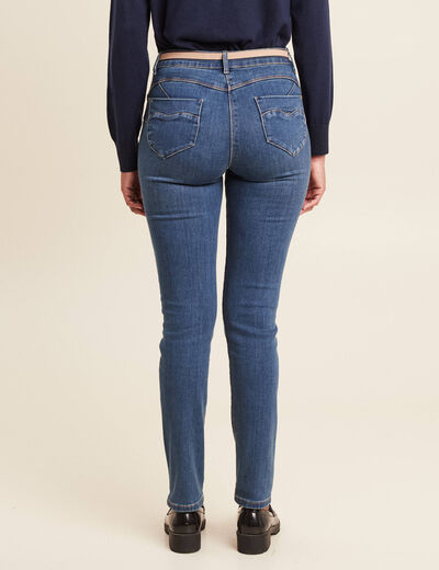Jean ajusté ceinturé denim stone femme