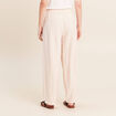 Pantalon large taille haute creme femme