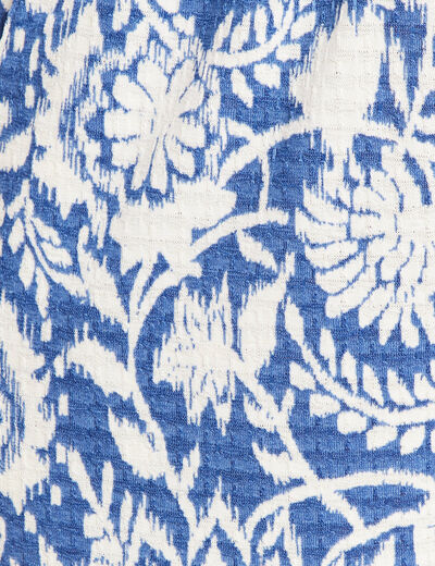Short droit ceinturé bleu femme