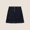 Jupe courte trap&egrave;ze en jean denim brut femme