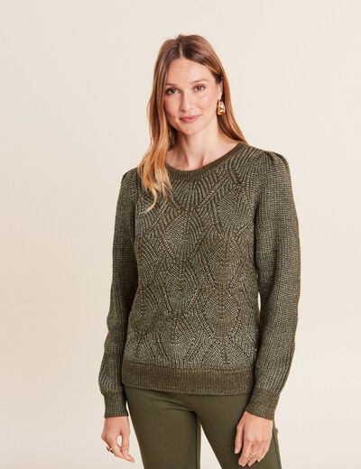 Pull manches longues vert kaki femme