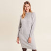 Robe pull droite col montant gris clair femme