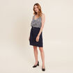 Jupe droite ceinturée bleu foncé femme