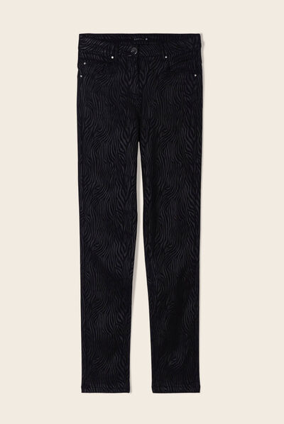 Pantalon ajusté enduit 7/8ème denim noir femme