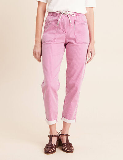 Pantalon coupe mom 7/8&egrave;me rose femme