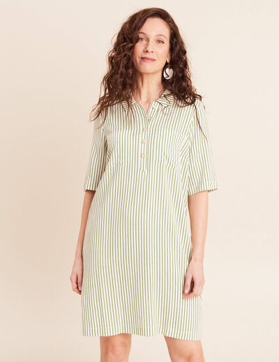 Robe droite courte manches courtes blanc femme