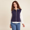 Gilet droit court sans manches bleu marine femme