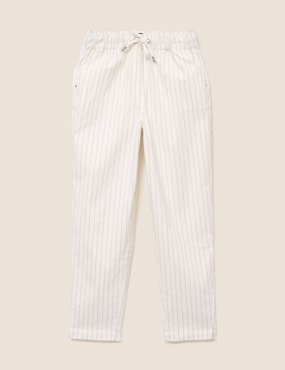 Pantalon jogpant taille haute blanc femme