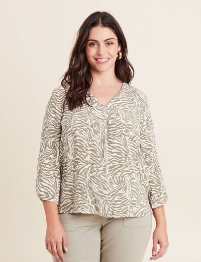 Blouse manches 3/4 noir femme