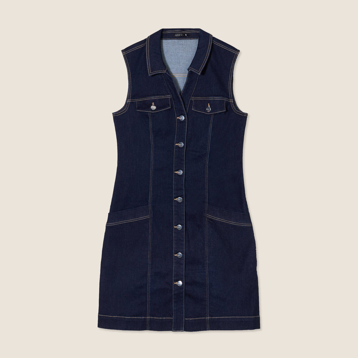 Robe droite en jean denim brut femme