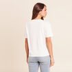 T-shirt broderie manches courtes ecru femme