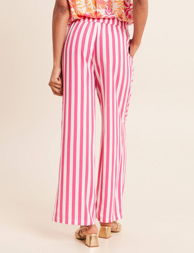 Pantalon fluide et large taille standard rose fushia femme