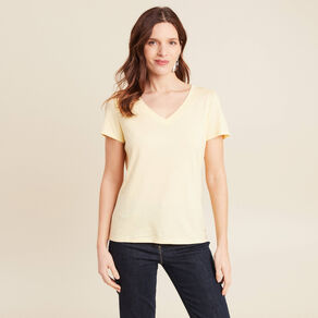 T-shirt manches courtes jaune clair femme
