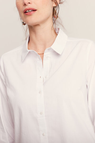Chemise manches longues ecru femme