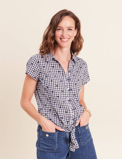 Chemise nou&eacute;e bleu femme