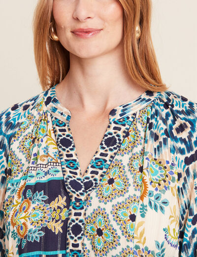 Blouse manches longues bleu femme
