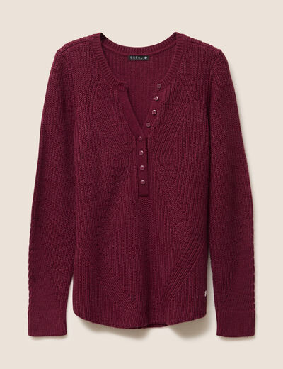 Pull manches longues bordeaux femme