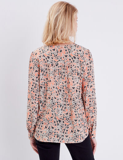 Blouse manches longues orange corail femme