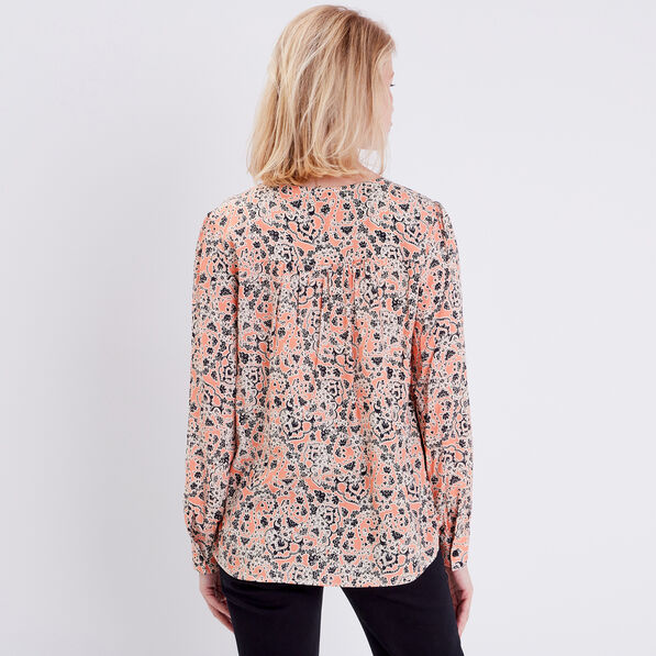 Blouse manches longues orange corail femme
