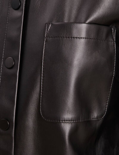 Chemise simili cuir noir femme