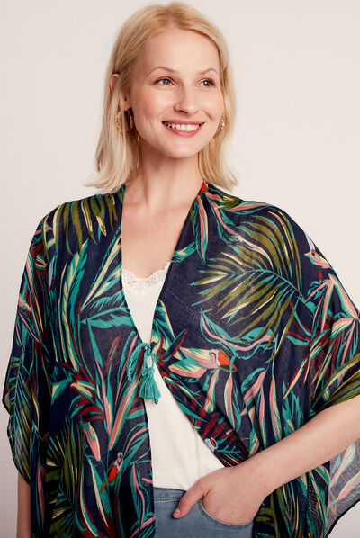 Kimono long noir femme