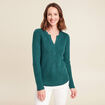 Pull manches longues vert fonc&eacute; femme