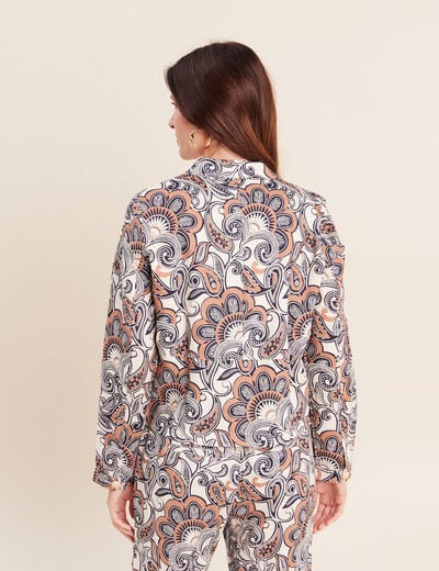 Veste courte droite manches longues marron femme