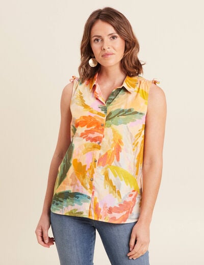 Chemise sans manches en coton multicolore femme