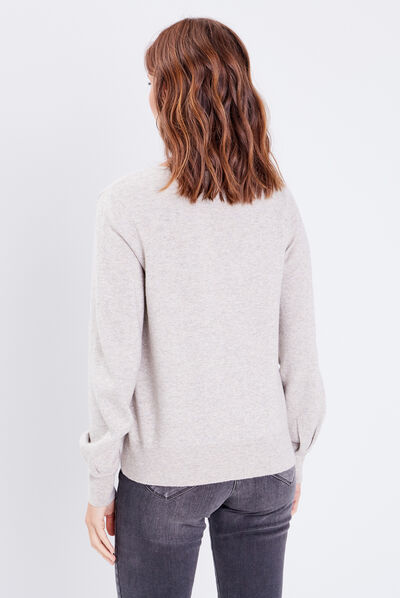 Gilet manches longues creme femme