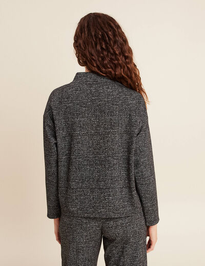 Top manches longues col montant gris femme