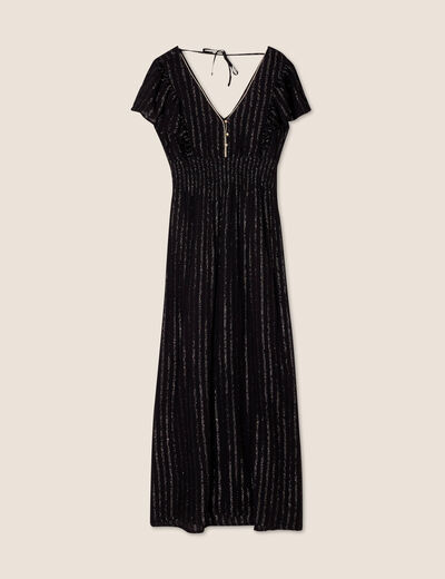 Robe longue droite fluide noir femme
