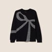 Pull col bateau manches longues noir femme