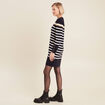 Robe tricot droite col en V bleu foncé femme
