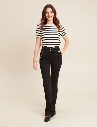 Pantalon bootcut à pont noir femme