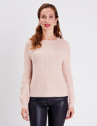 Pull manches longues à sequins vieux rose femme