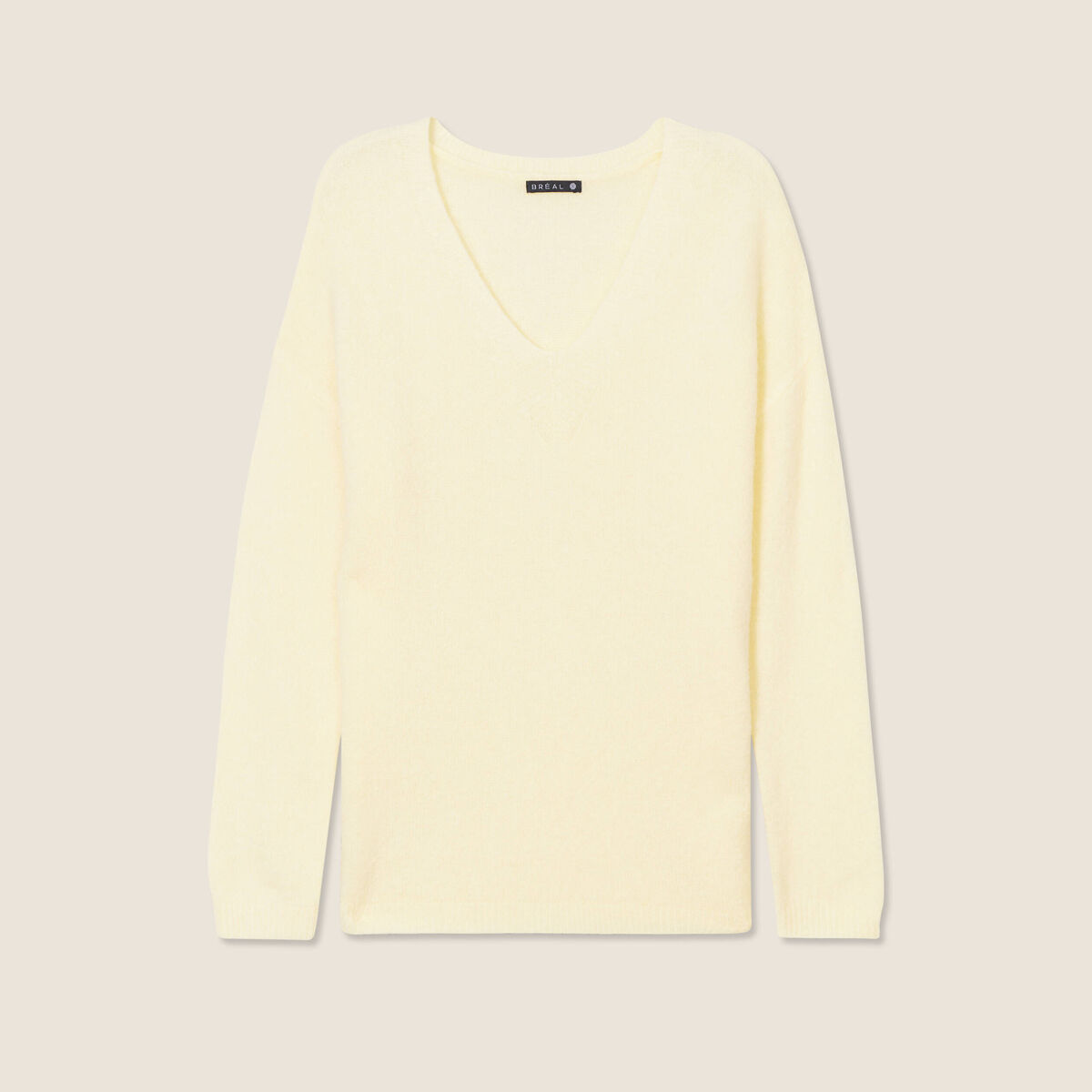 Pull manches longues jaune clair femme