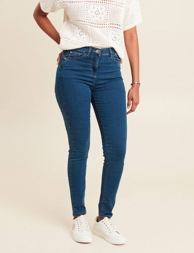 Jean magique Le L&eacute;ger coupe ajust&eacute;e long denim double stone femme