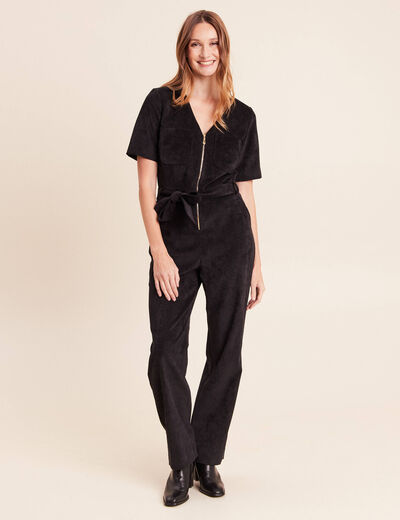 Combinaison en velours noir femme