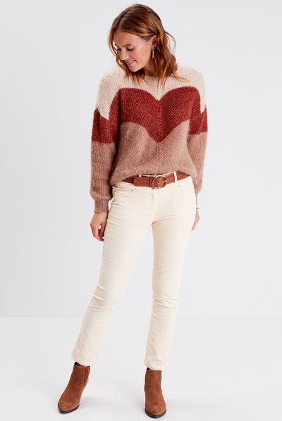 Pull manches longues camel femme