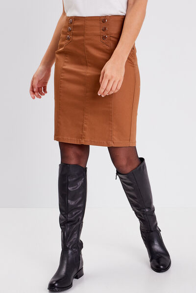Jupe droite marron femme