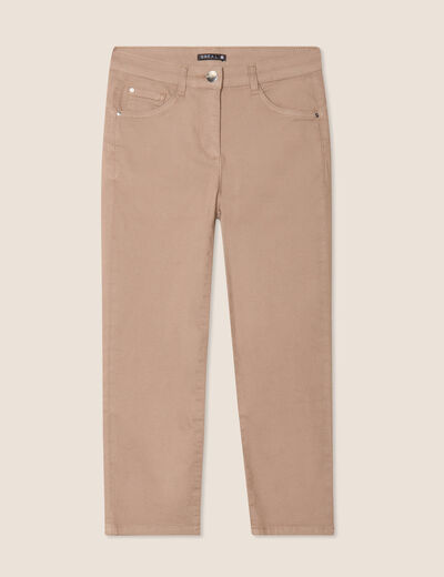 Pantacourt droit taille standard taupe femme