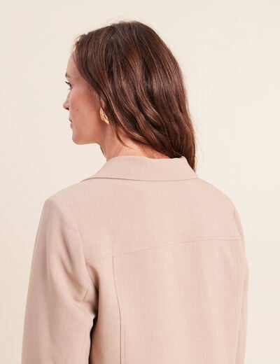veste cintr&eacute;e doubl&eacute;e avec capuche beige femme