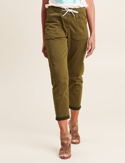Pantalon coupe mom 7/8&egrave;me vert olive femme