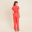 Combinaison fluide boutonn&eacute;e rouge corail femme