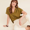 T-shirt manches courtes vert kaki femme