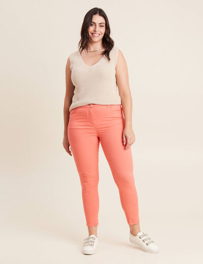 Pantalon léger taille standard 7/8ème orange clair femme